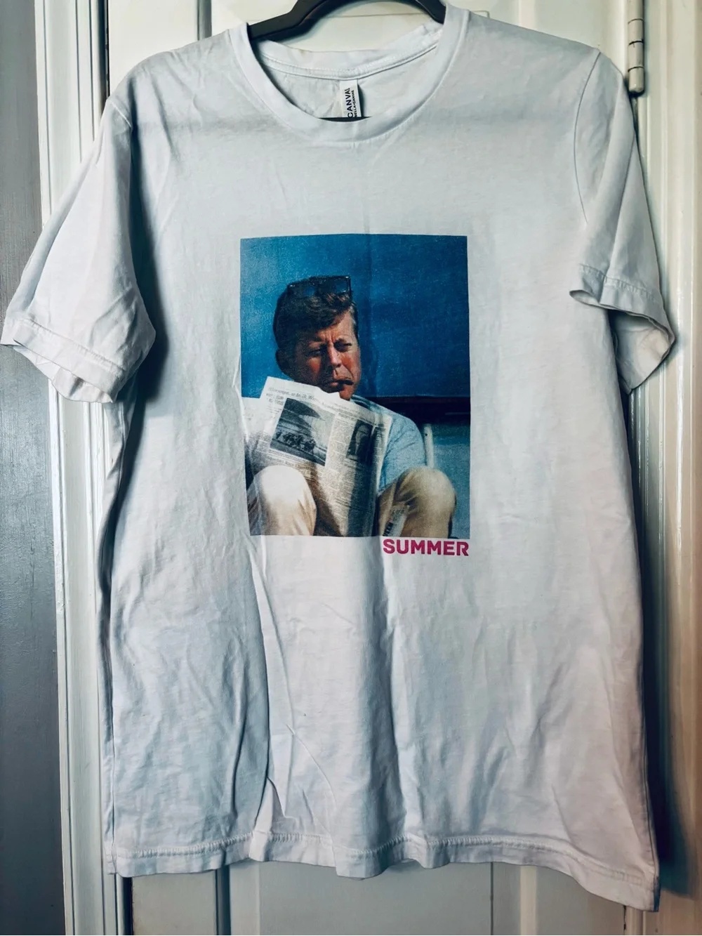 Vintage-style JFK “Summer” Graphic White Tee